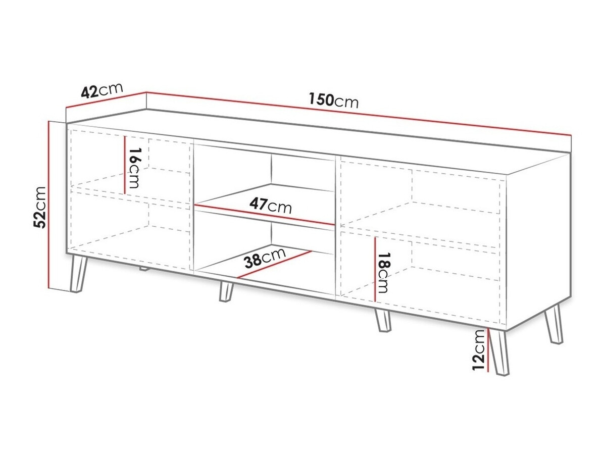 TV sto Charlotte 144 (Crno + Crna visoki sjaj)
