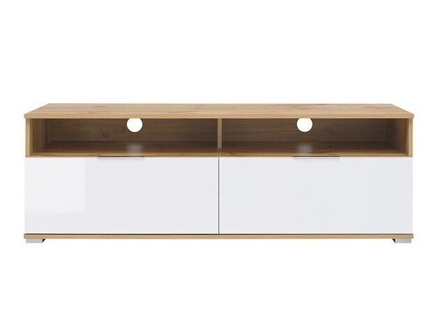 TV komoda Tivetra 109 (Hrast Votan + Sjajno belo)