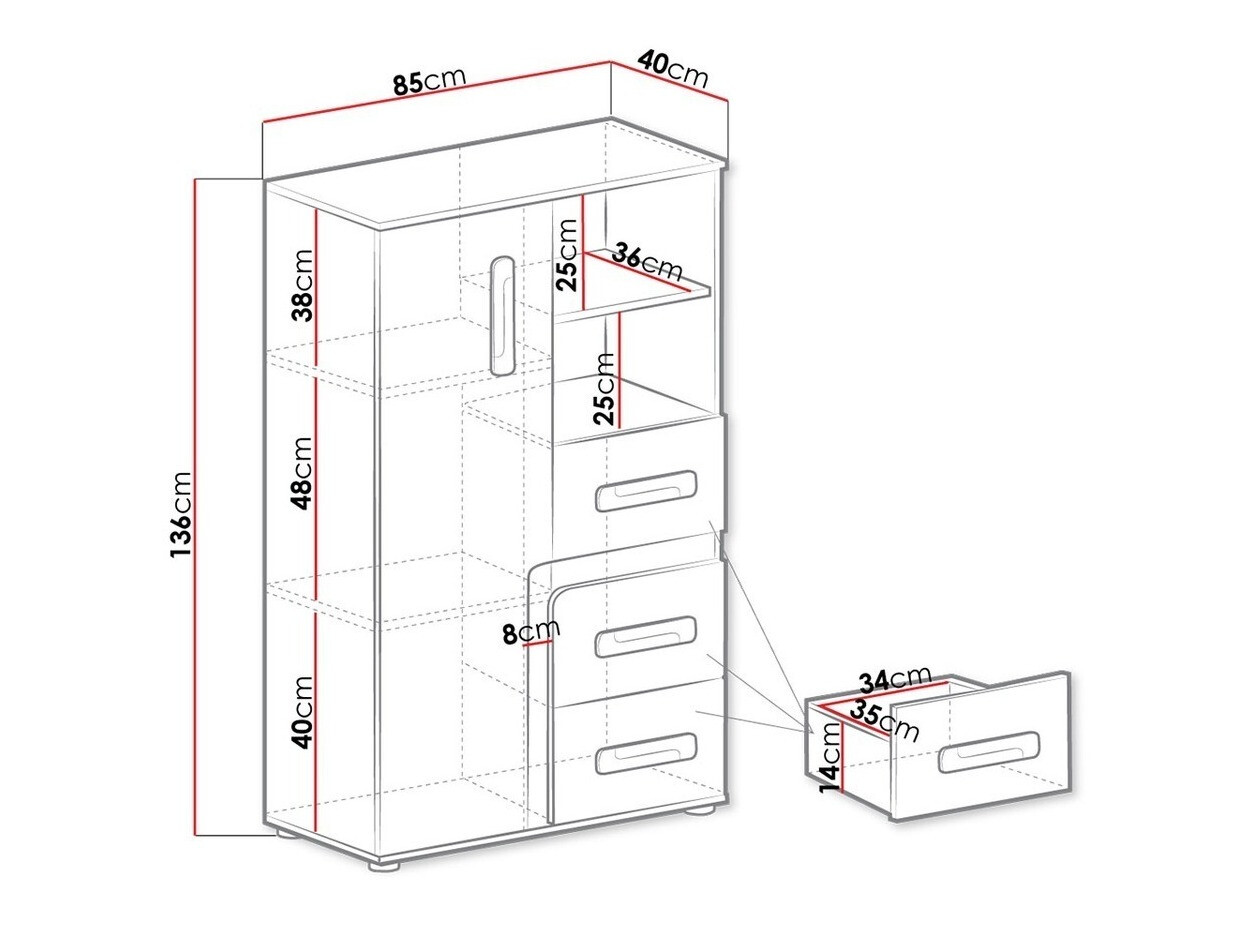 Komoda Aviseve 101 (Antricit (ugalj) + Belo)