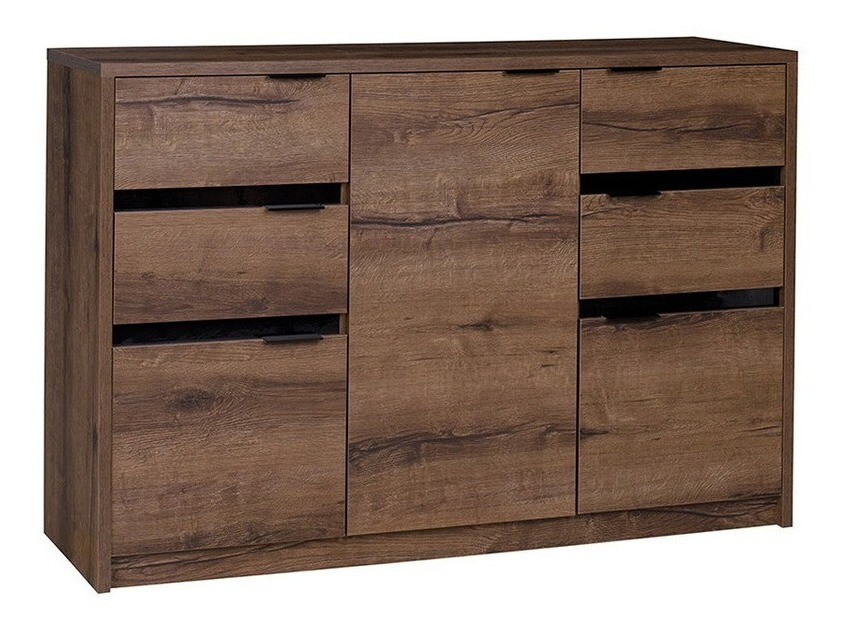 Komoda Fivelbo 101 (Manastirski hrast + Crna visoki sjaj)