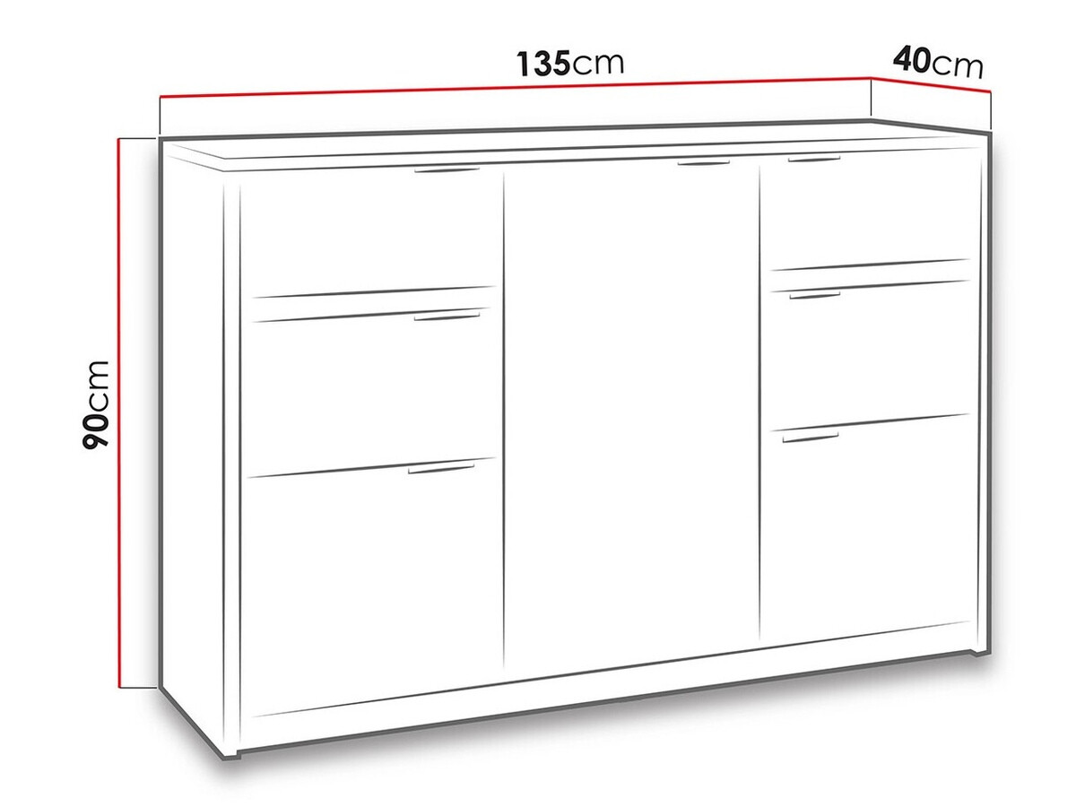 Komoda Fivelbo 101 (Manastirski hrast + Crna visoki sjaj)