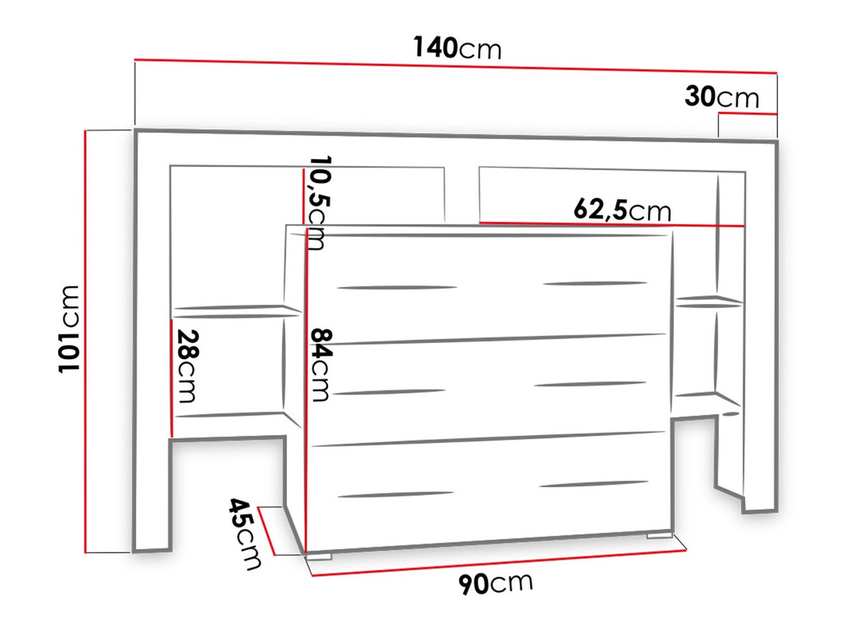 Komoda Nashville 108 (Belo + Sjajno crna)