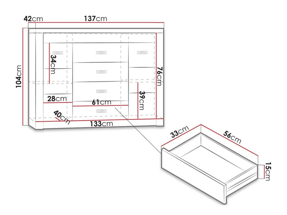 Komoda Serfeno 104 (Craft vhite)