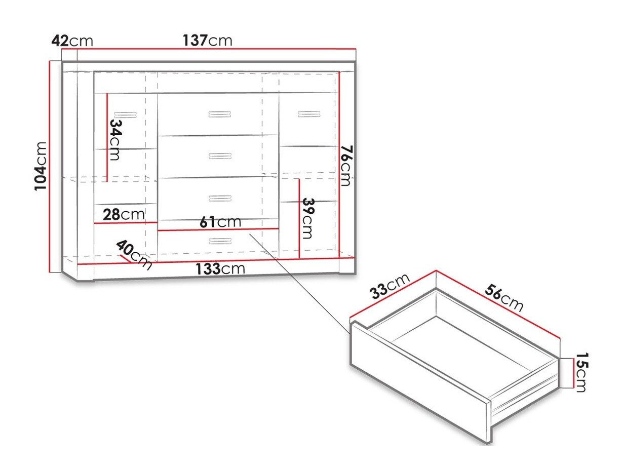 Komoda Serfeno 104 (Tamni pepeo)
