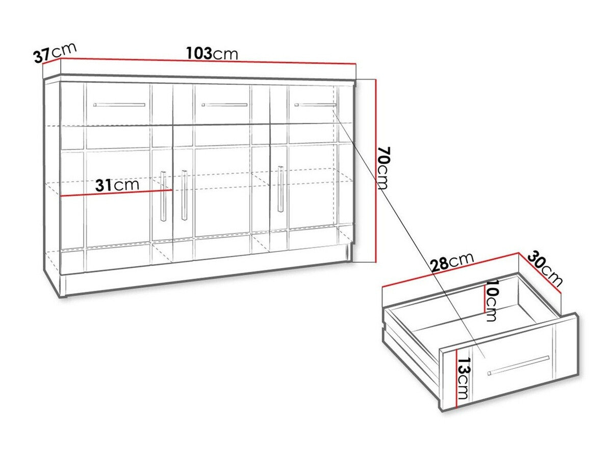 Komoda Tucson 145 (Sonoma hrast + Belo)
