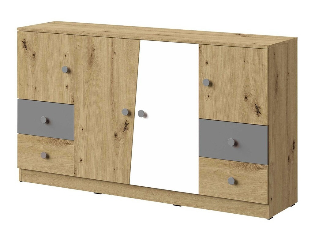 Komoda Almira 105 (Artisan hrast + Belo + Sivo)