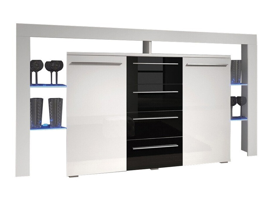 Komoda Nashville 106 (Belo + Crna visoki sjaj)