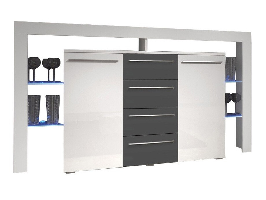 Komoda Nashville 106 (Belo + Sjajna siva)