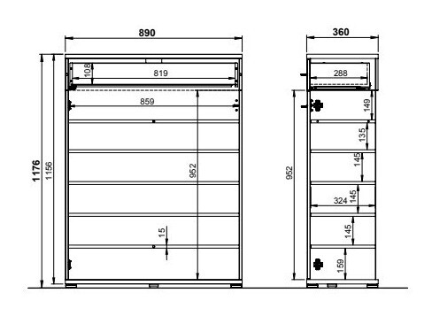 Komoda Nuveno 100 (Belo + Navarra hrast)