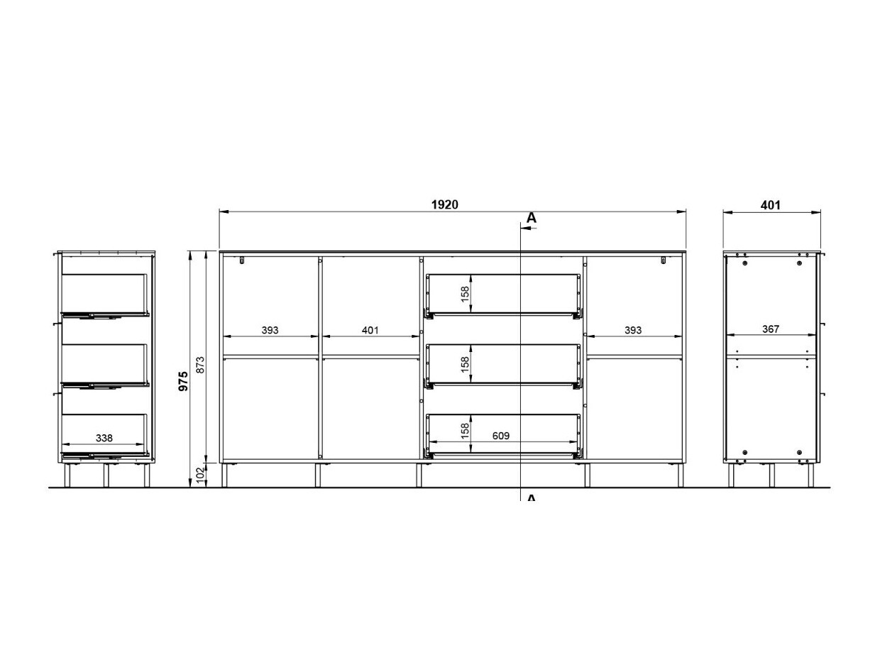 Komoda Revteno 106 (Grafit + Navarra hrast)