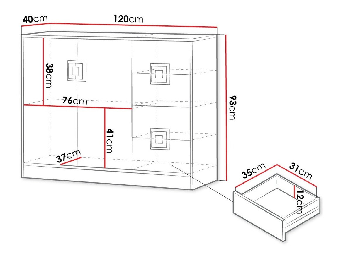 Komoda Tolfere 100 (Svetli javor + Belo)