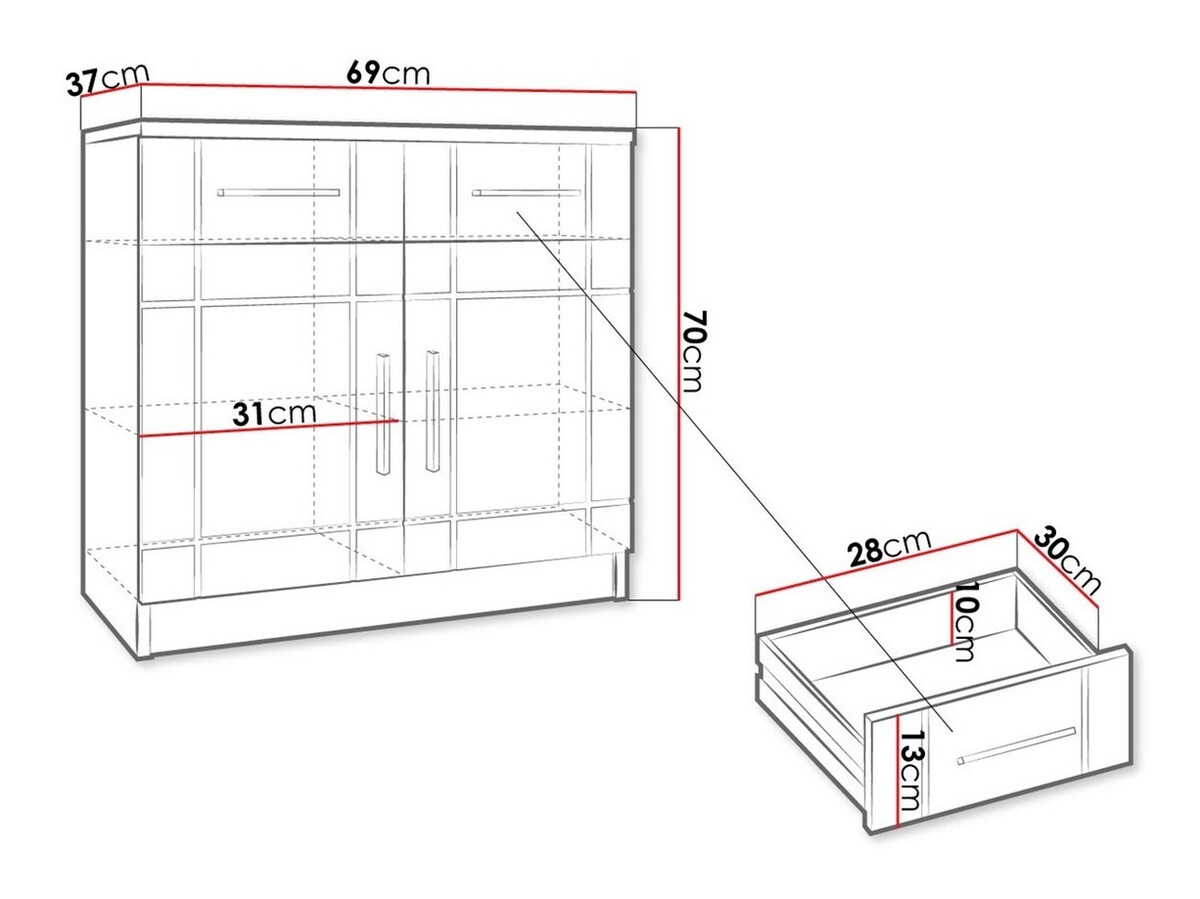 Komoda Tucson 144 (Sonoma hrast + Belo)