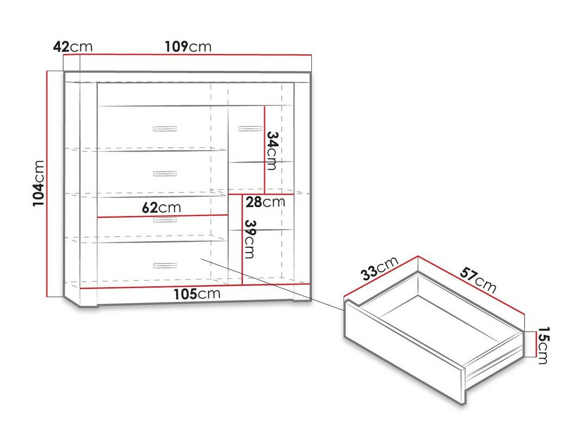 Komoda Serfeno 115 (Pepeo)