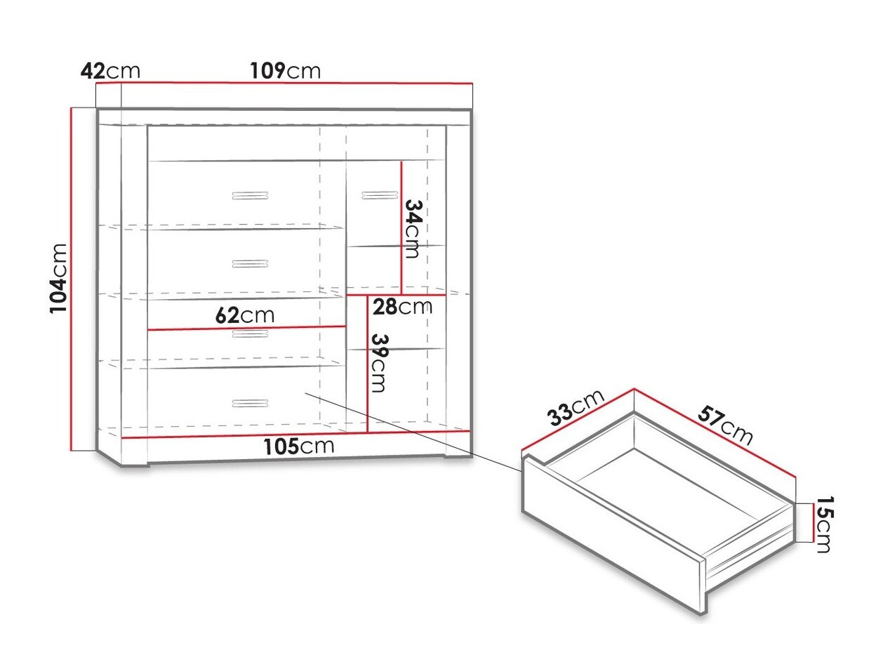 Komoda Serfeno 115 (Tamni jasen)