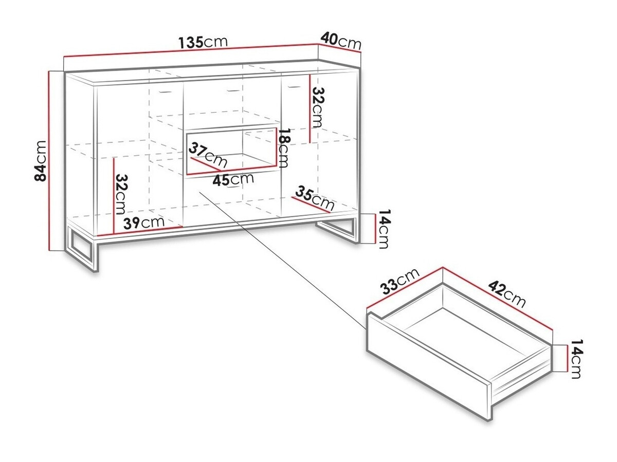 Komoda Baltesi 104 (Zanatski hrast + Crno)