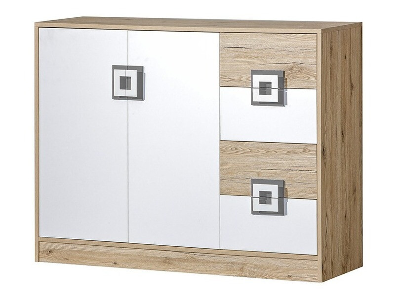 Komoda Balvire 100 (Svetli javor + Belo + Sivo)