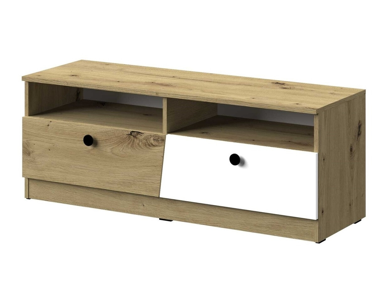 TV komoda Mirelbu 107 (Artisan hrast + Belo + Crno)
