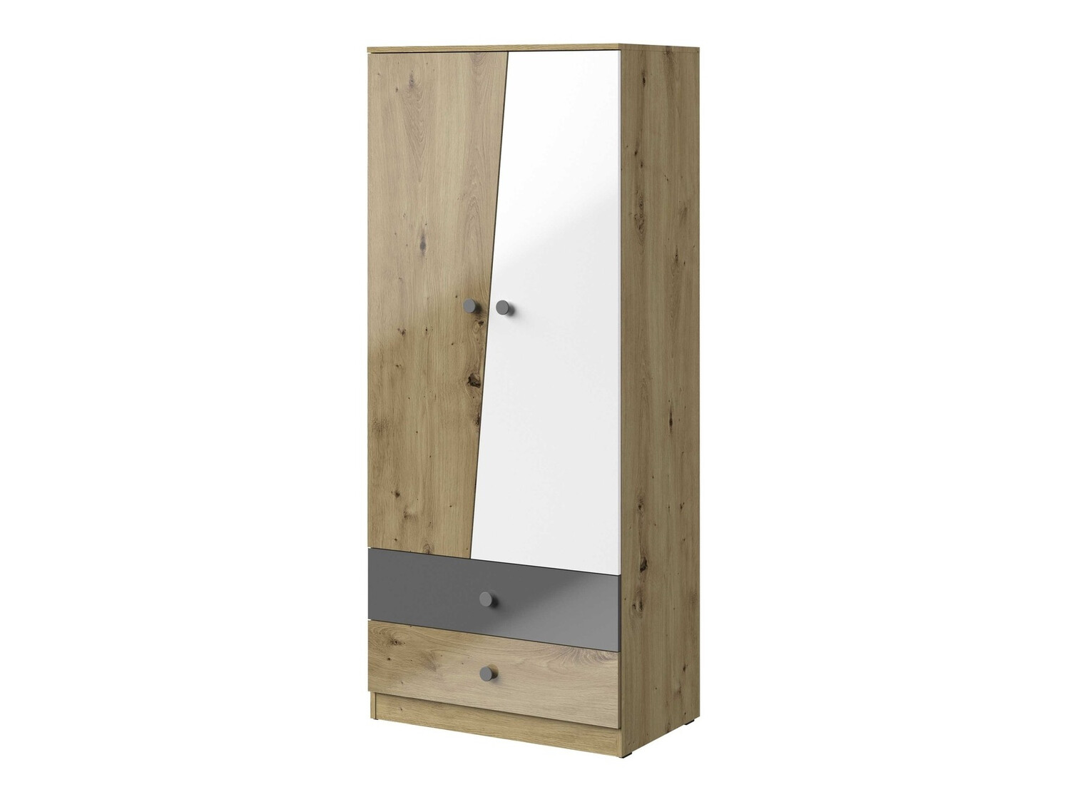 Ormar Mirelbu 100 (Artisan hrast + Sjajno belo + Sjajna siva)