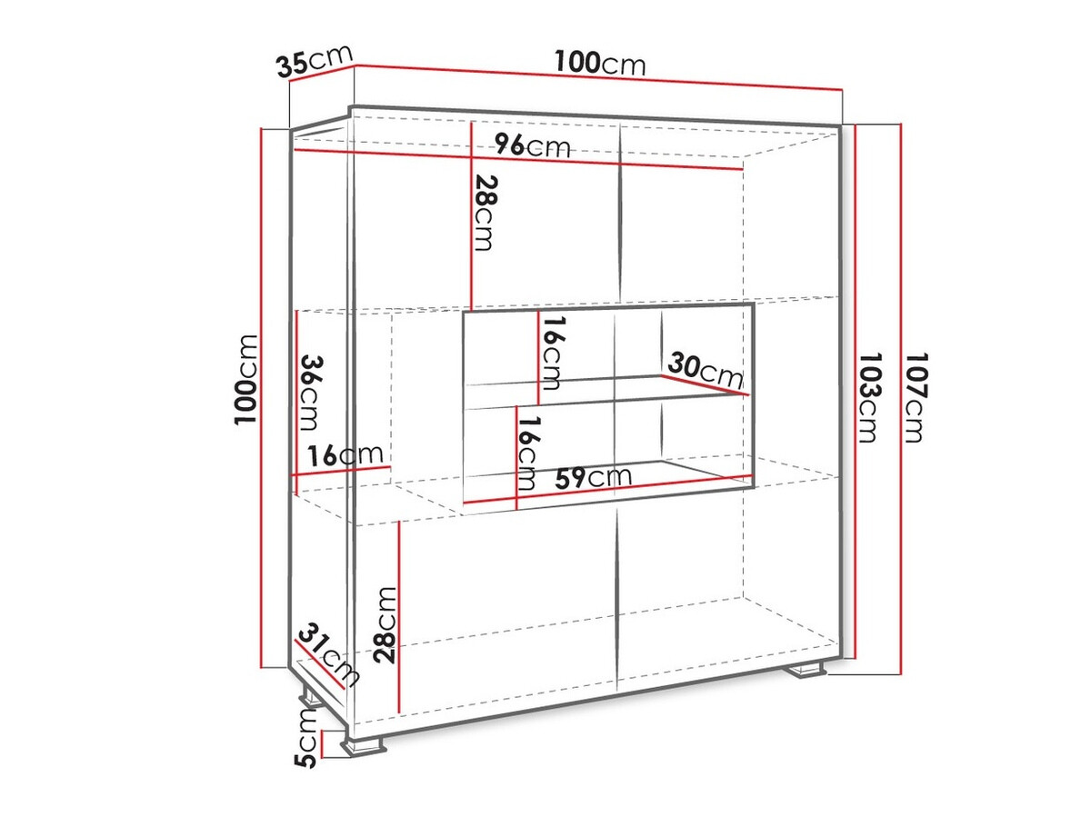Ormarić Tivdalu 100 (Belo + Sjajno belo)