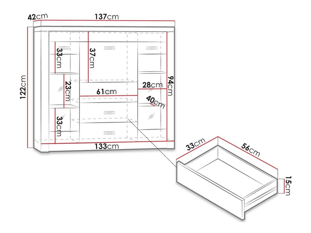 Komoda Serfeno 105 (Tamni jasen)