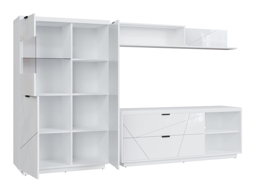 Set za dnevnu sobu Fivale 111 (Sjajno belo + Belo)