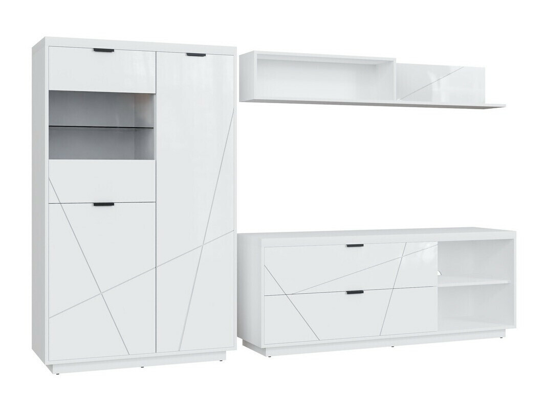 Set za dnevnu sobu Fivale 111 (Sjajno belo + Belo)