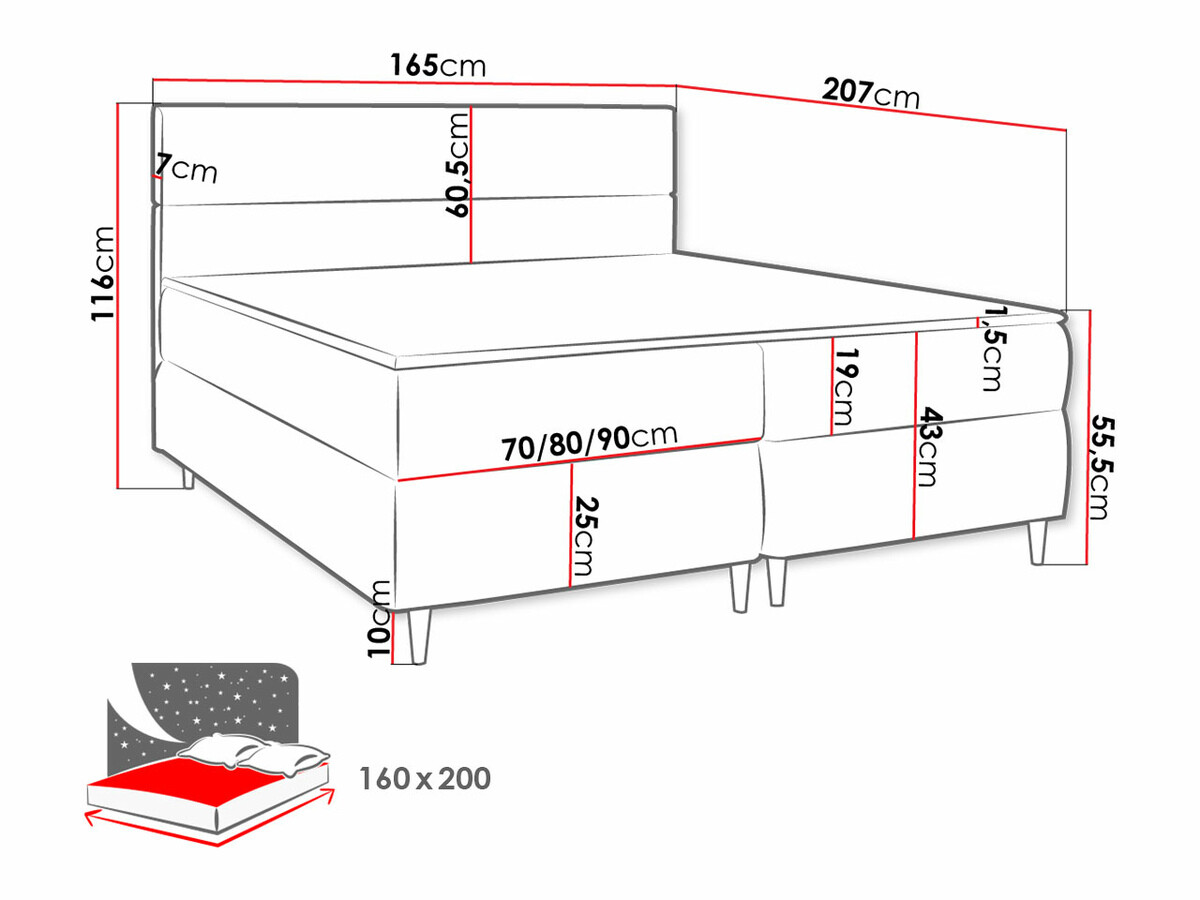 Boxspring krevet Memphis 135 (Itaka 16)