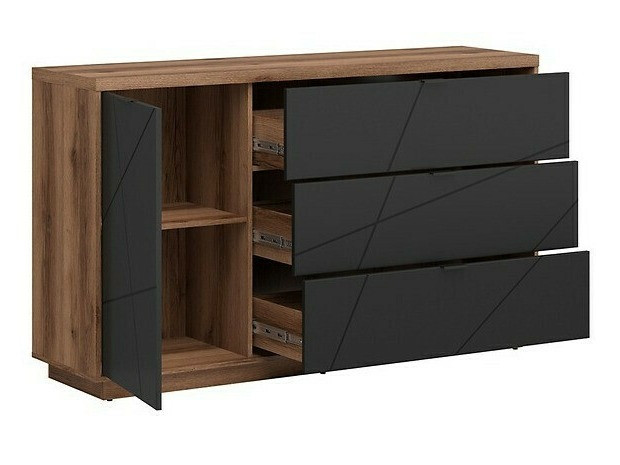 Set za dnevnu sobu Fivale 114 (Tamni Delano hrast + Mat crna)