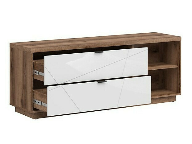 Set za dnevnu sobu Fivale 114 (Tamni Delano hrast + Sjajno belo)