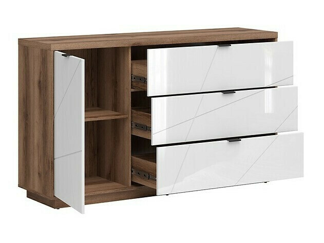 Set za dnevnu sobu Fivale 114 (Tamni Delano hrast + Sjajno belo)