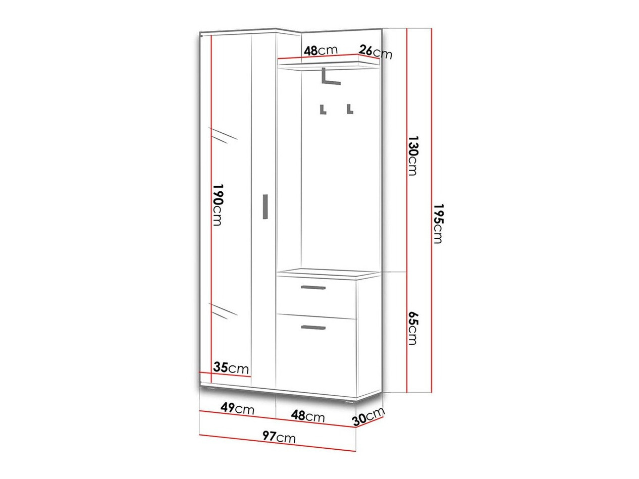 Set za hodnik Pavo (Sonoma hrast + Belo)