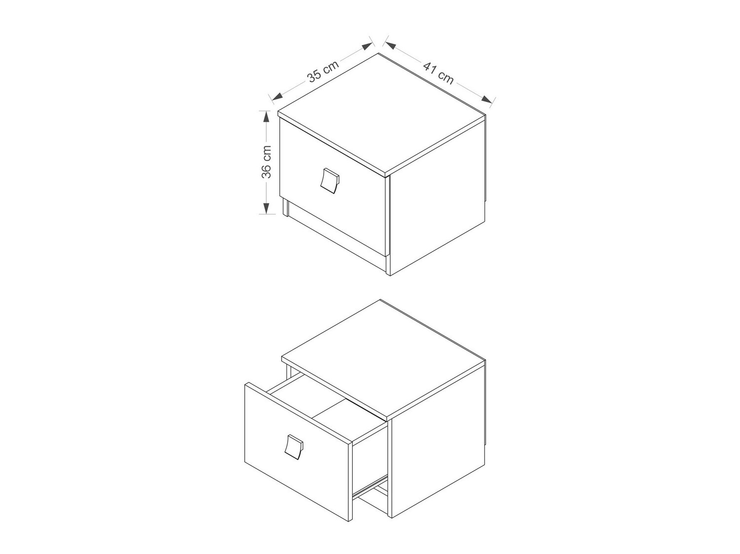 Noćni ormarić Murrieta 111 (Sjajno belo + Crna visoki sjaj)
