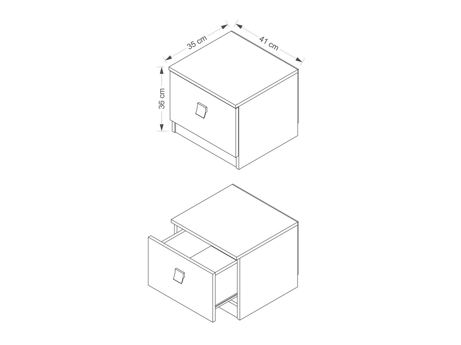 Noćni ormarić Murrieta 111 (Sjajno belo + Visoki sjaj Ljubičasta)