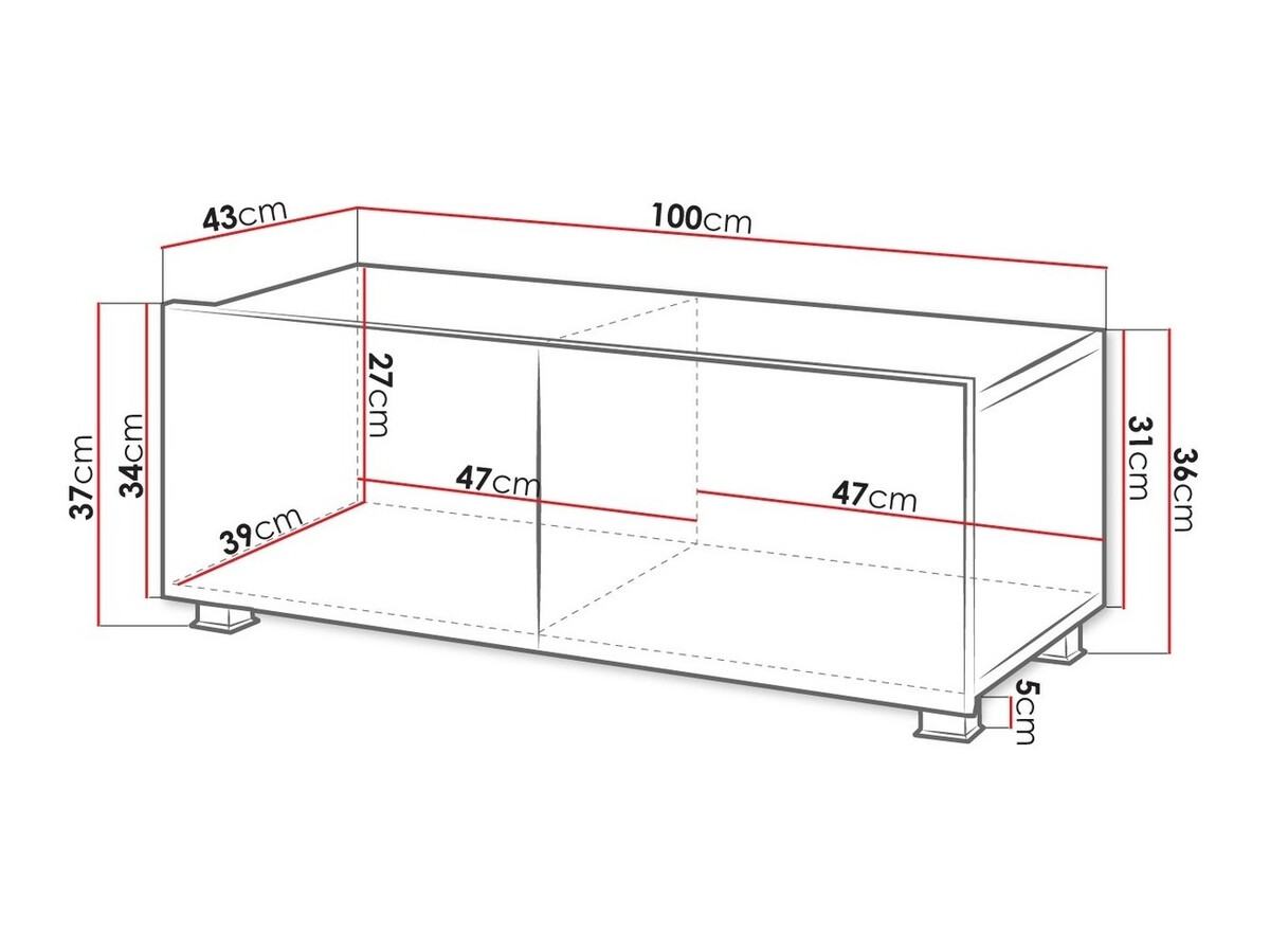 TV komoda Tivdalu 104 (Crno + Sjajno crna)