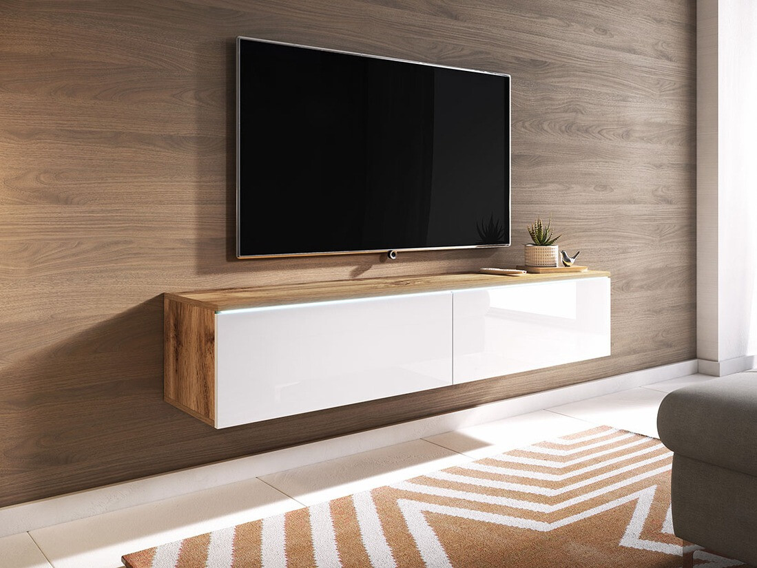 TV komoda Scientia (Hrast Votan + Sjajno belo)