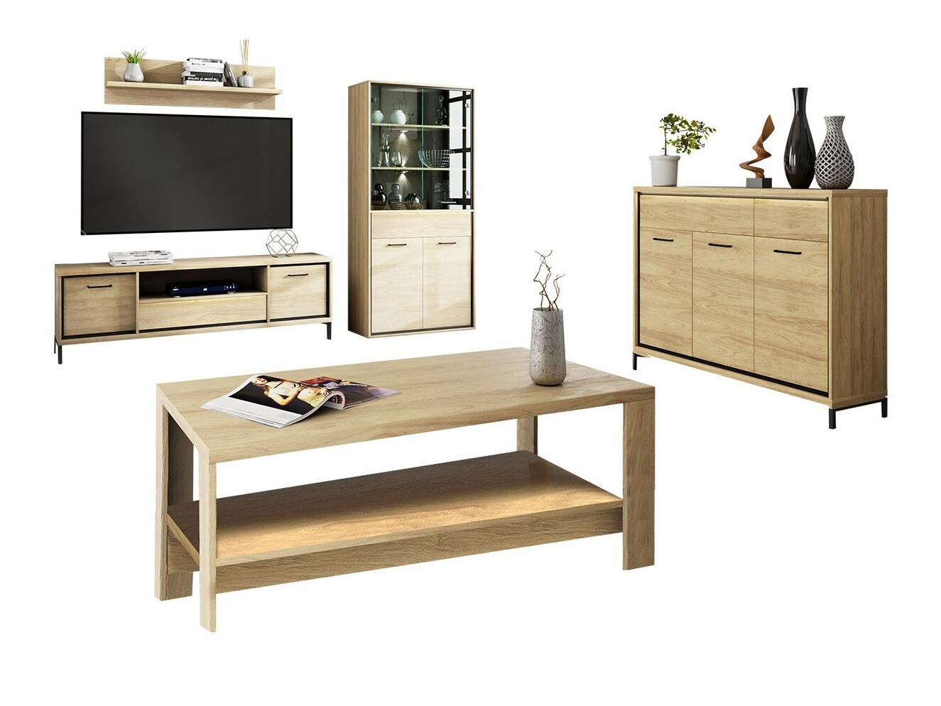 Set za dnevnu sobu Etrmoni 118 (Svetlo drvo)