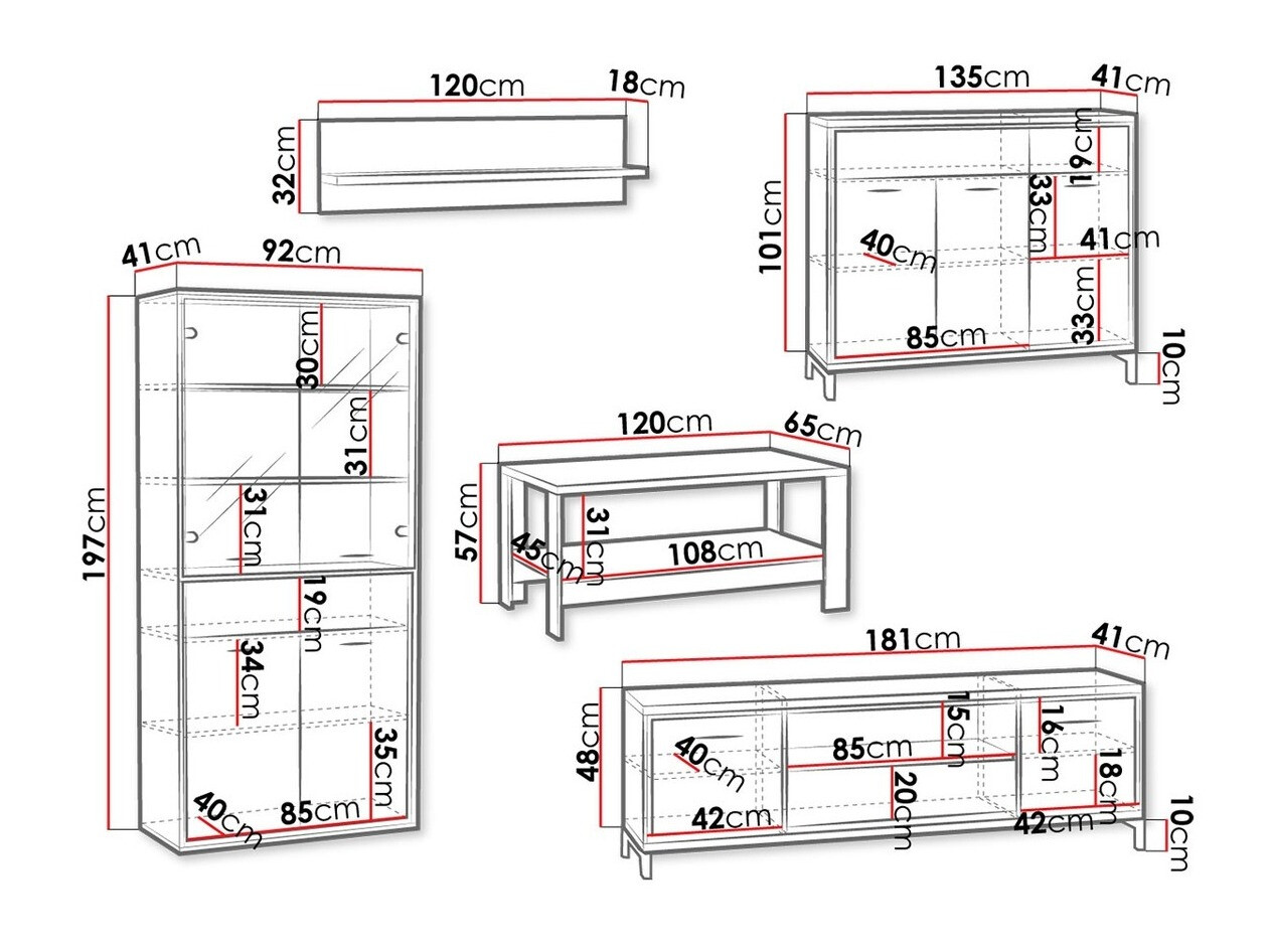 Set za dnevnu sobu Etrmoni 118 (Svetlo drvo + Hrast)
