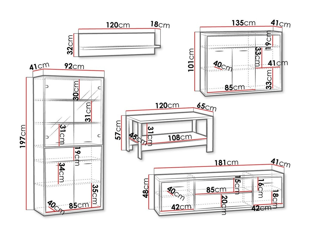 Set za dnevnu sobu Etrmoni 118 (Svetlo drvo + Hrast)