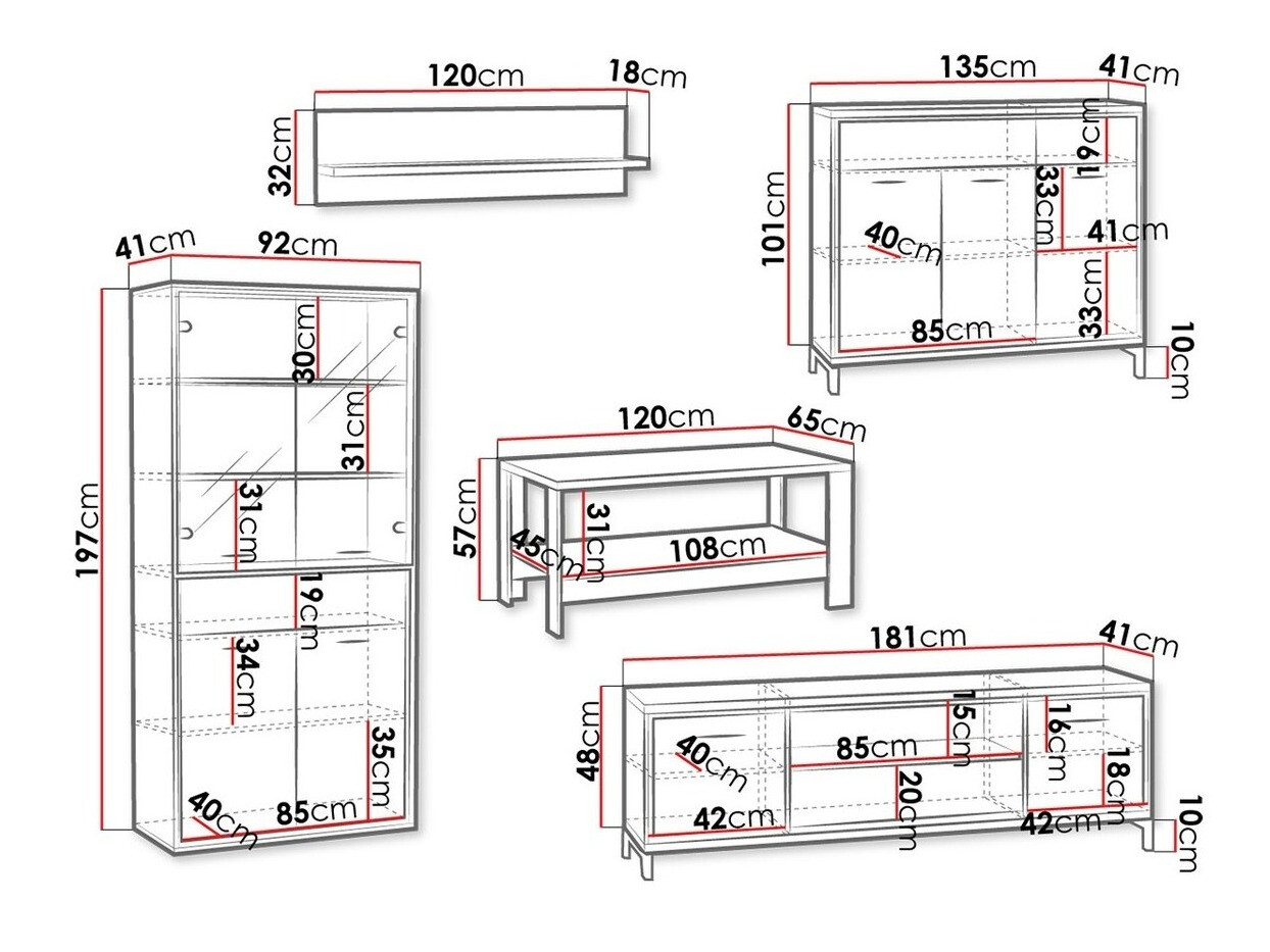 Set za dnevnu sobu Etrmoni 118 (Svetlo drvo + Hrast)