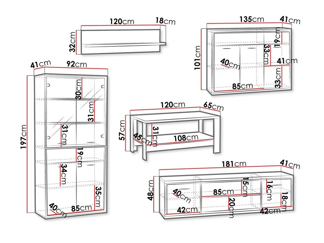 Set za dnevnu sobu Etrmoni 118 (Svetlo drvo + Hrast)