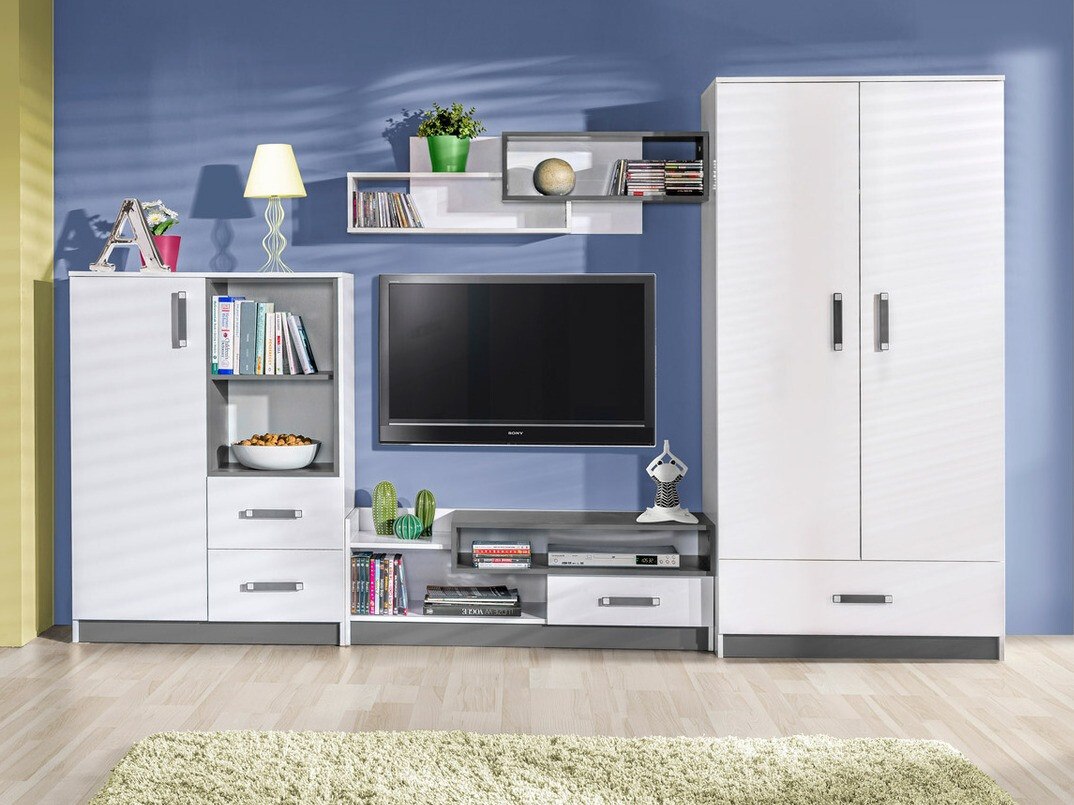TV komoda Lorlare 111 (Belo + Sivo)