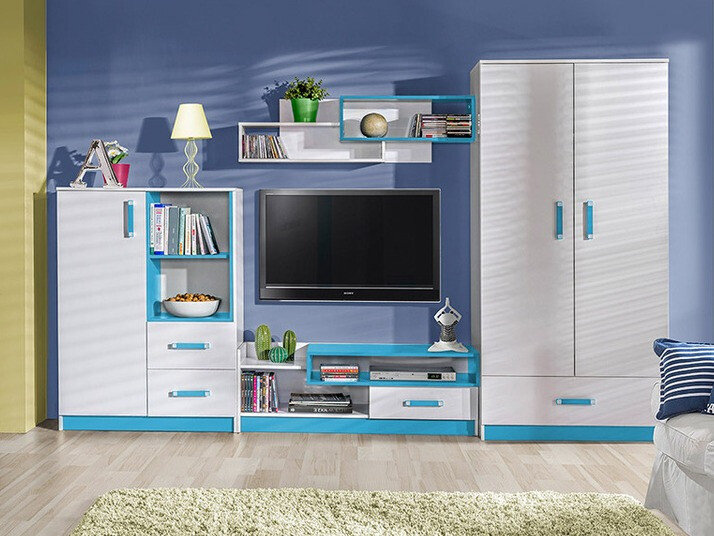 TV komoda Lorlare 111 (Belo + Tirkizna)