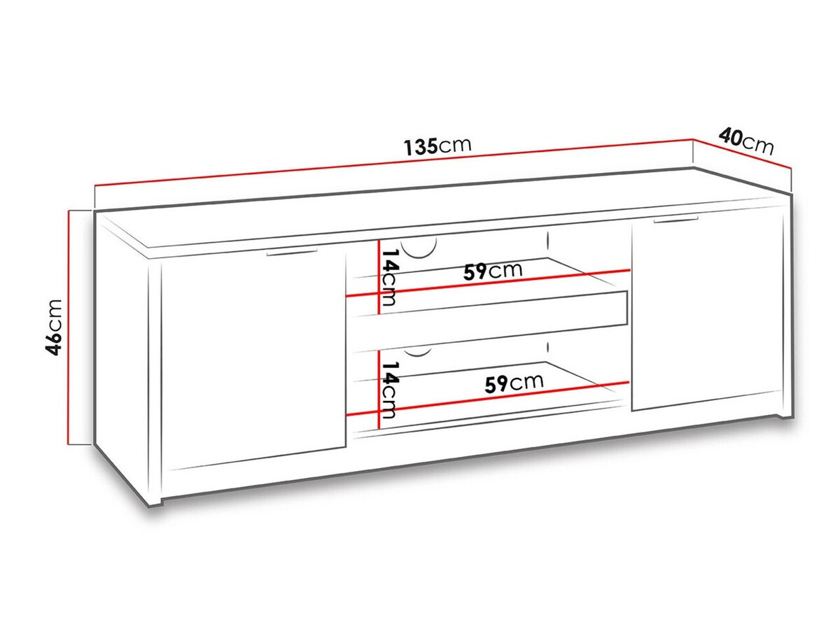 TV komoda Providence 123 (Manastirski hrast + Sjajno crna)
