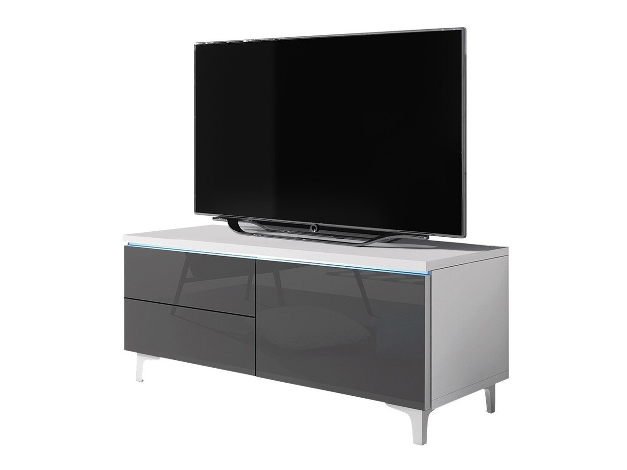 TV komoda Uva IV (Belo + Sjajno siva)