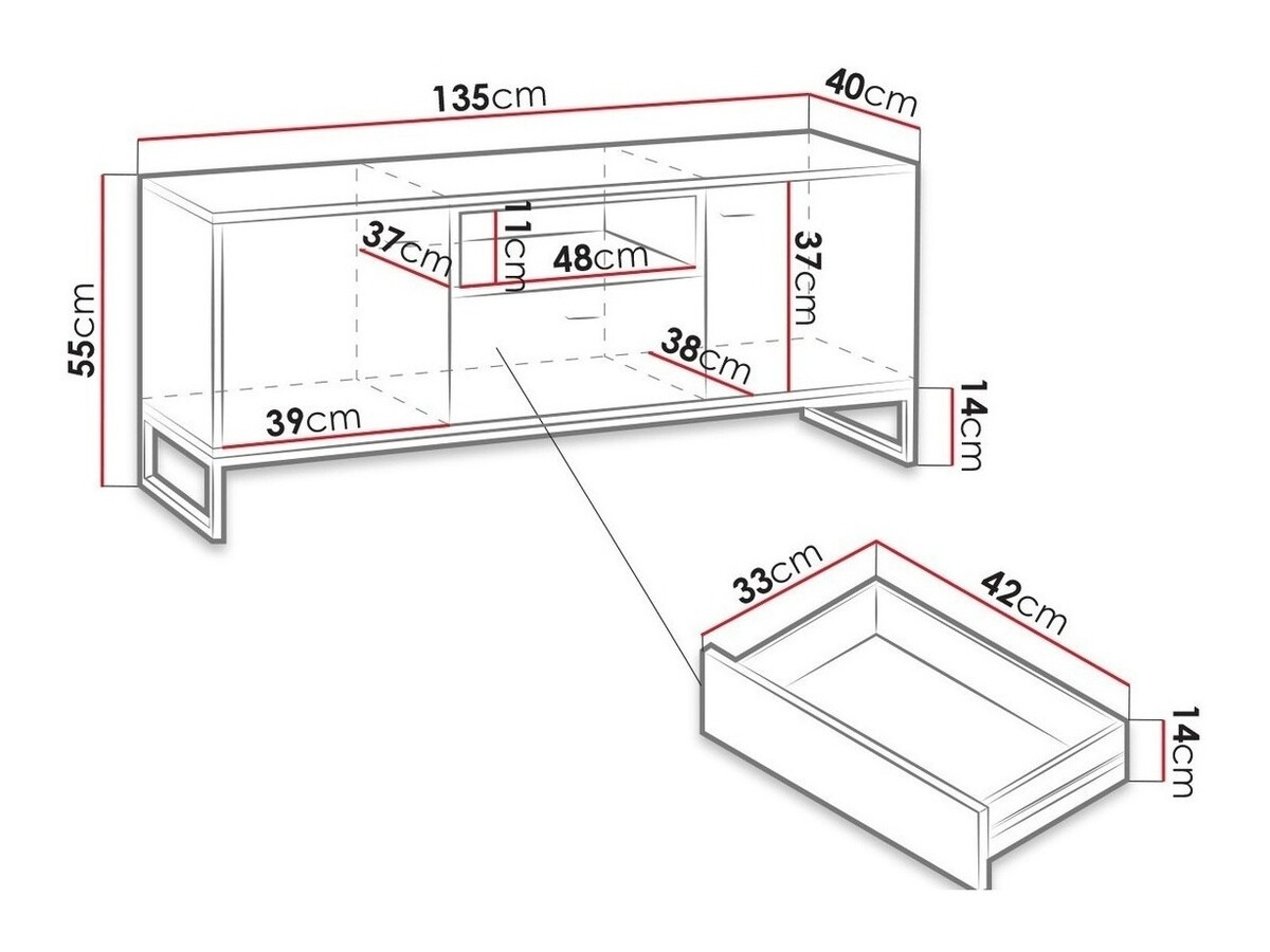TV sto Baltesi 102 (Zanatski hrast + Crno)
