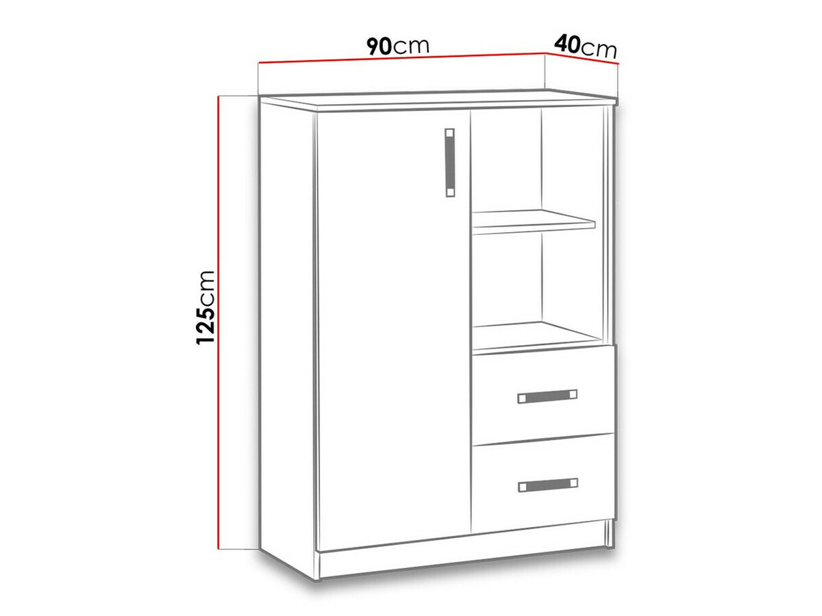 Komoda Lorlare 105 (Belo + Sivo)