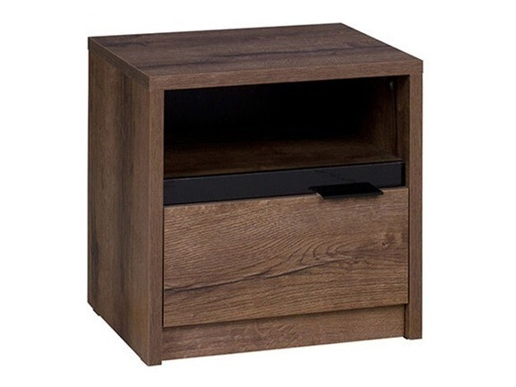 Set za hodnik Fivelbo 118 (Manastirski hrast + Crna visoki sjaj)