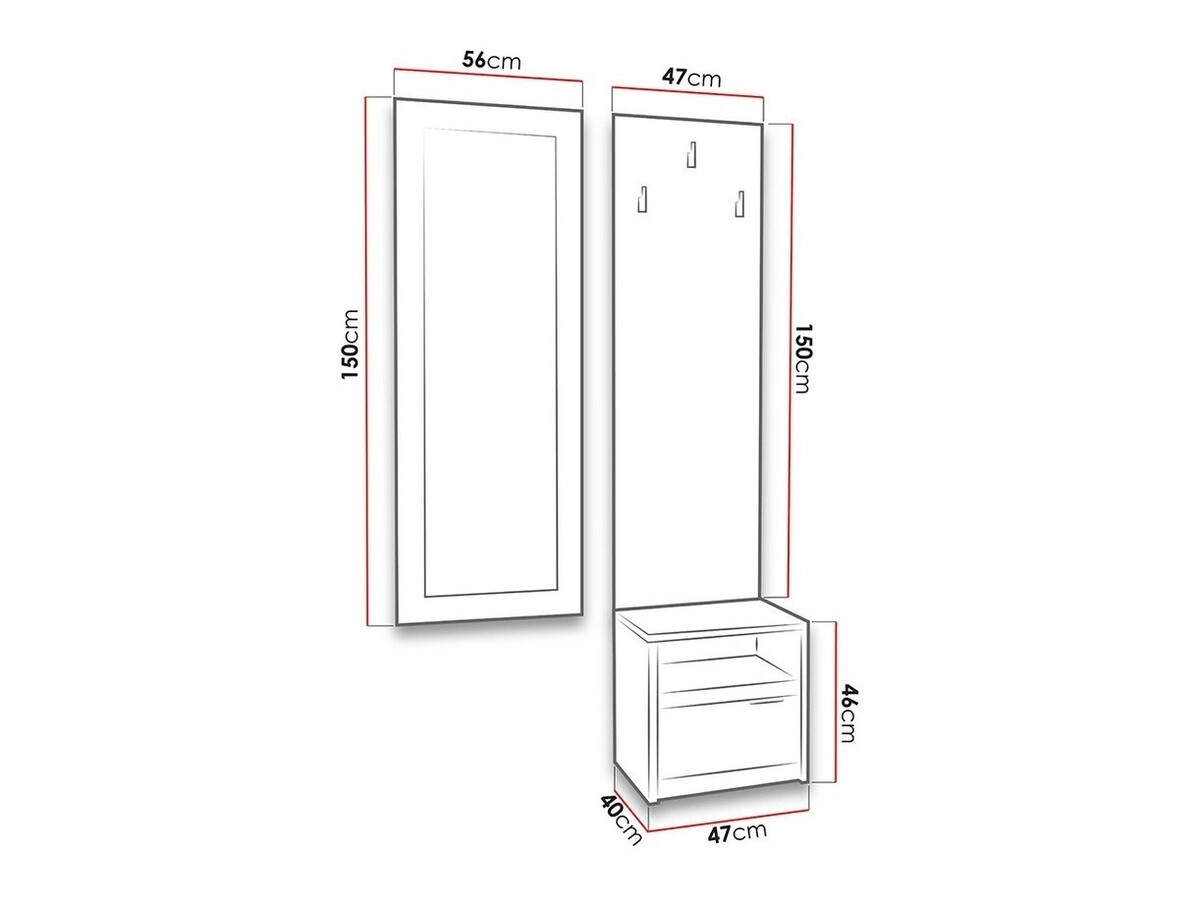 Set za hodnik Fivelbo 118 (Manastirski hrast + Crna visoki sjaj)