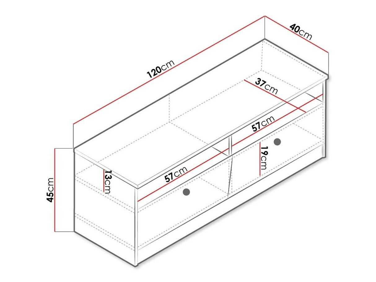TV komoda Almira 107 (Artisan hrast + Belo)