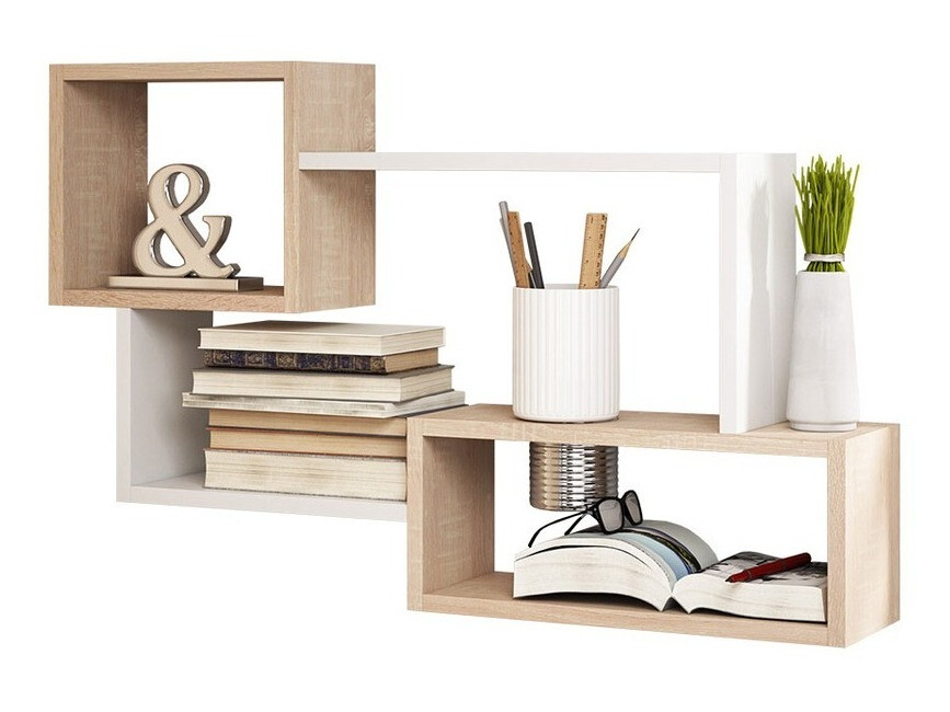 Zidna polica Sarasota 106 (Sonoma hrast + Belo)